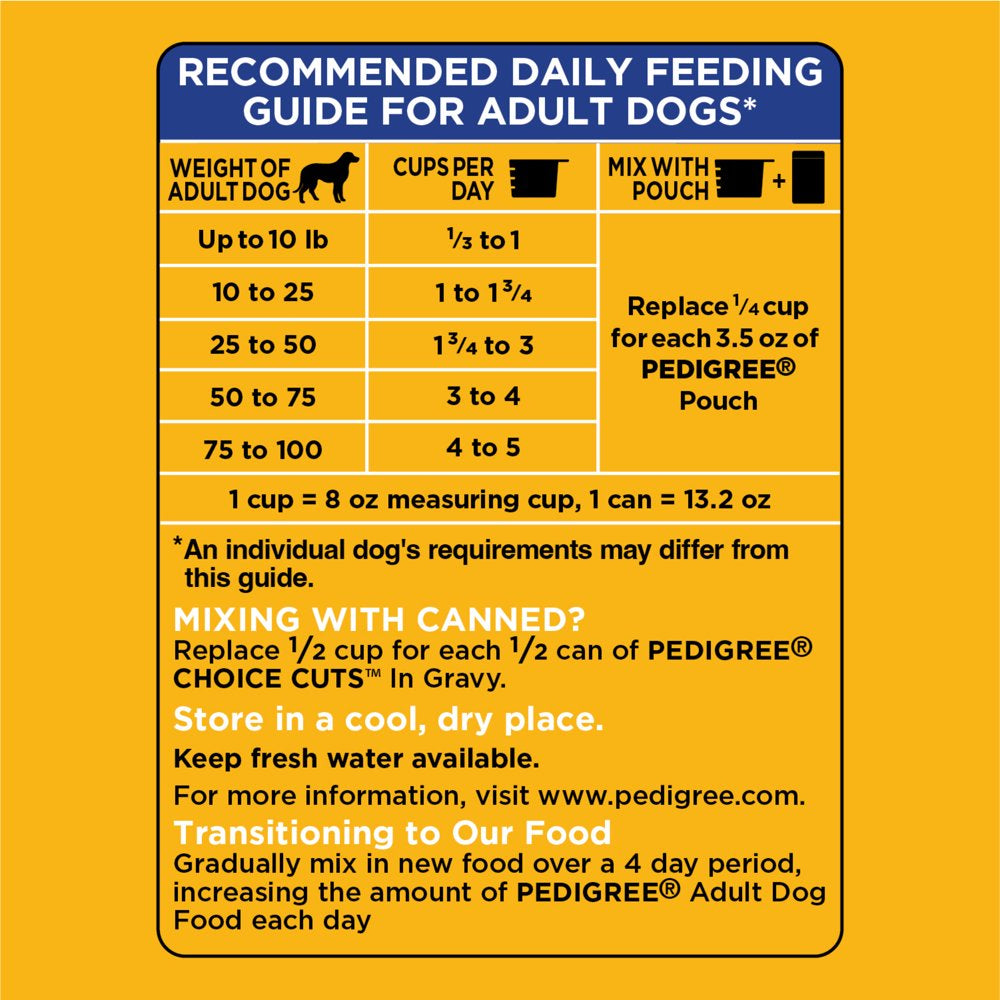 (4 Pack) PEDIGREE Complete Nutrition Grilled Steak & Vegetable Dry Dog Food for Adult Dog, 18 Lb. Bag