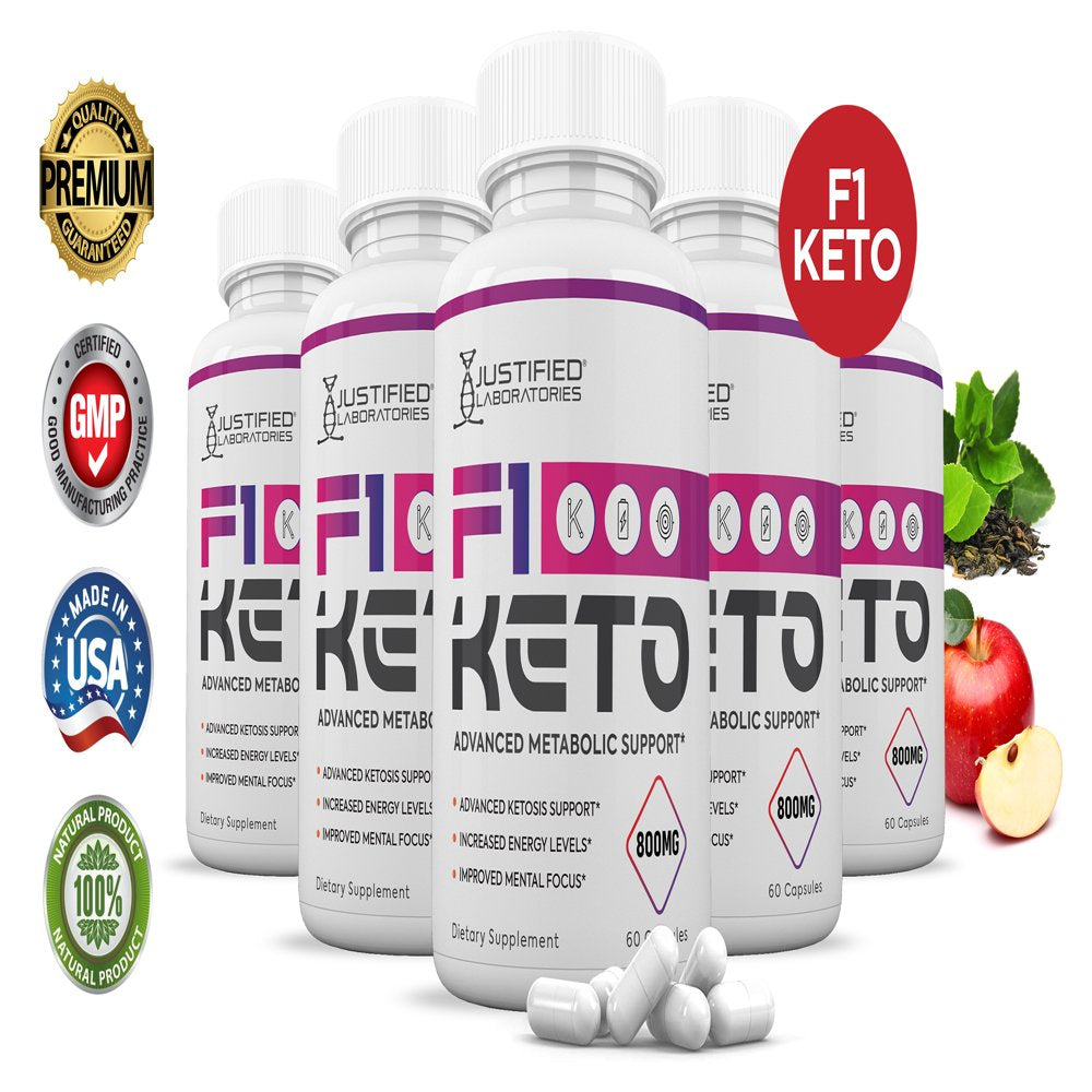 (5 Pack) Justified Laboratories F1 Keto Pills Includes Gobhb 300 Capsules