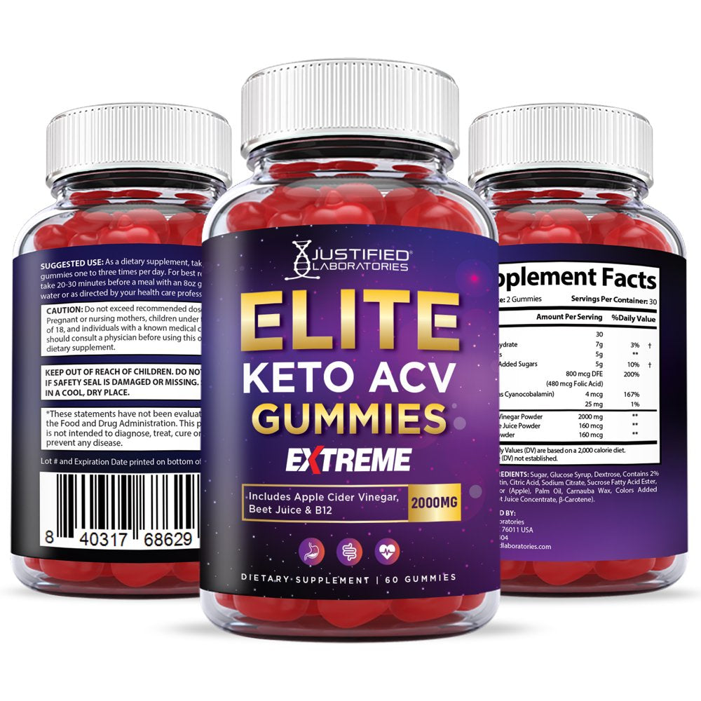 (5 Pack) Elite Keto Extreme ACV Gummies 2000Mg Dietary Supplement 300 Gummys