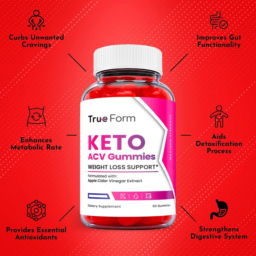 (2 Pack) True Form Keto ACV Gummies - Energy & Focus Boosting Dietary Supplements for Weight Management & Metabolism - Fat Burn - 120 Gummies