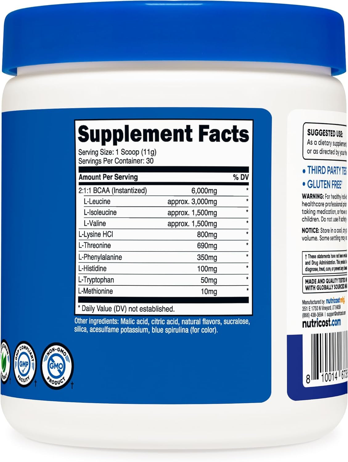 Nutricost EAA Powder 30 Servings (Blue Raspberry) - Essential Amino Acids - Non-Gmo, Gluten Free, Vegetarian Friendly