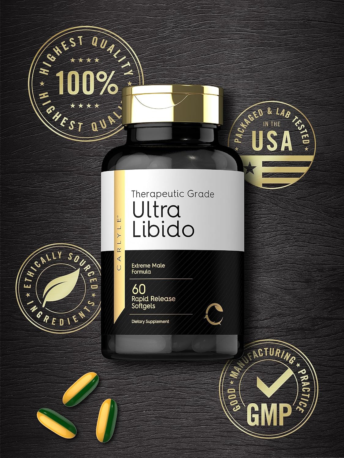Carlyle Ultra Libido | 60 Softgels | Extreme Male Formula | Therapeutic Grade | Non-Gmo & Gluten Free Supplement