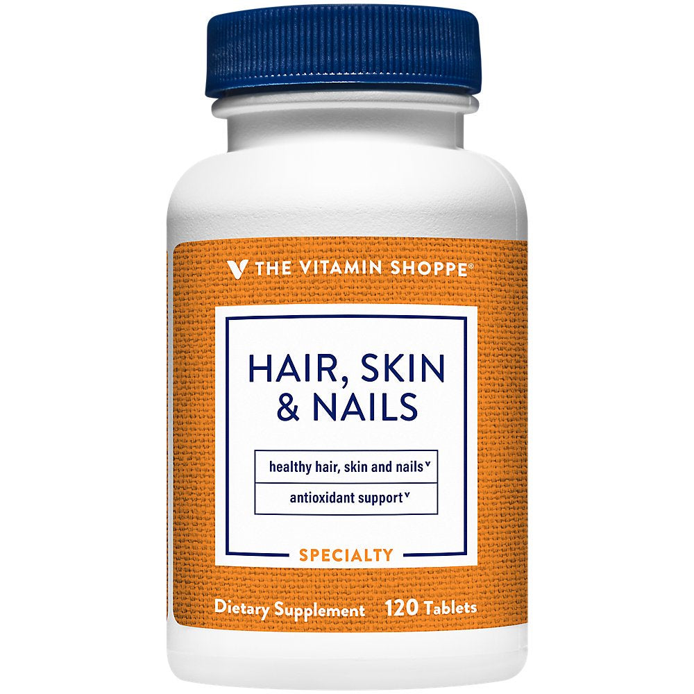 The Vitamin Shoppe Hair, Skin and Nails, with 400MCG of Biotin, Support for Healthy Vibrant Hair, Healthy Skin & Strong Nails (120 Tablets)