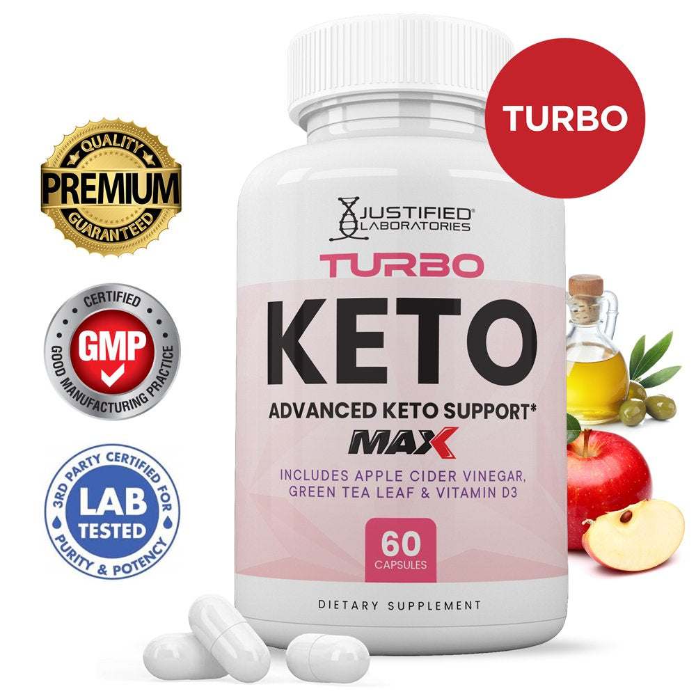 Turbo Keto ACV MAX Pills 1675Mg Alternative to Gummies Dietary Supplement 60 Capsules