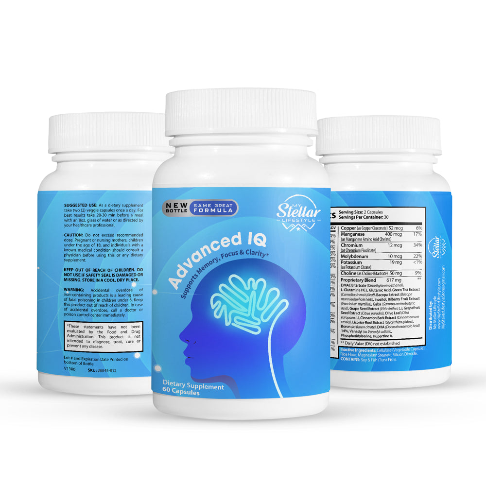 4 Pack - Advanced IQ Cognitive Support - Brain Booster Memory Supplement 60CT X4