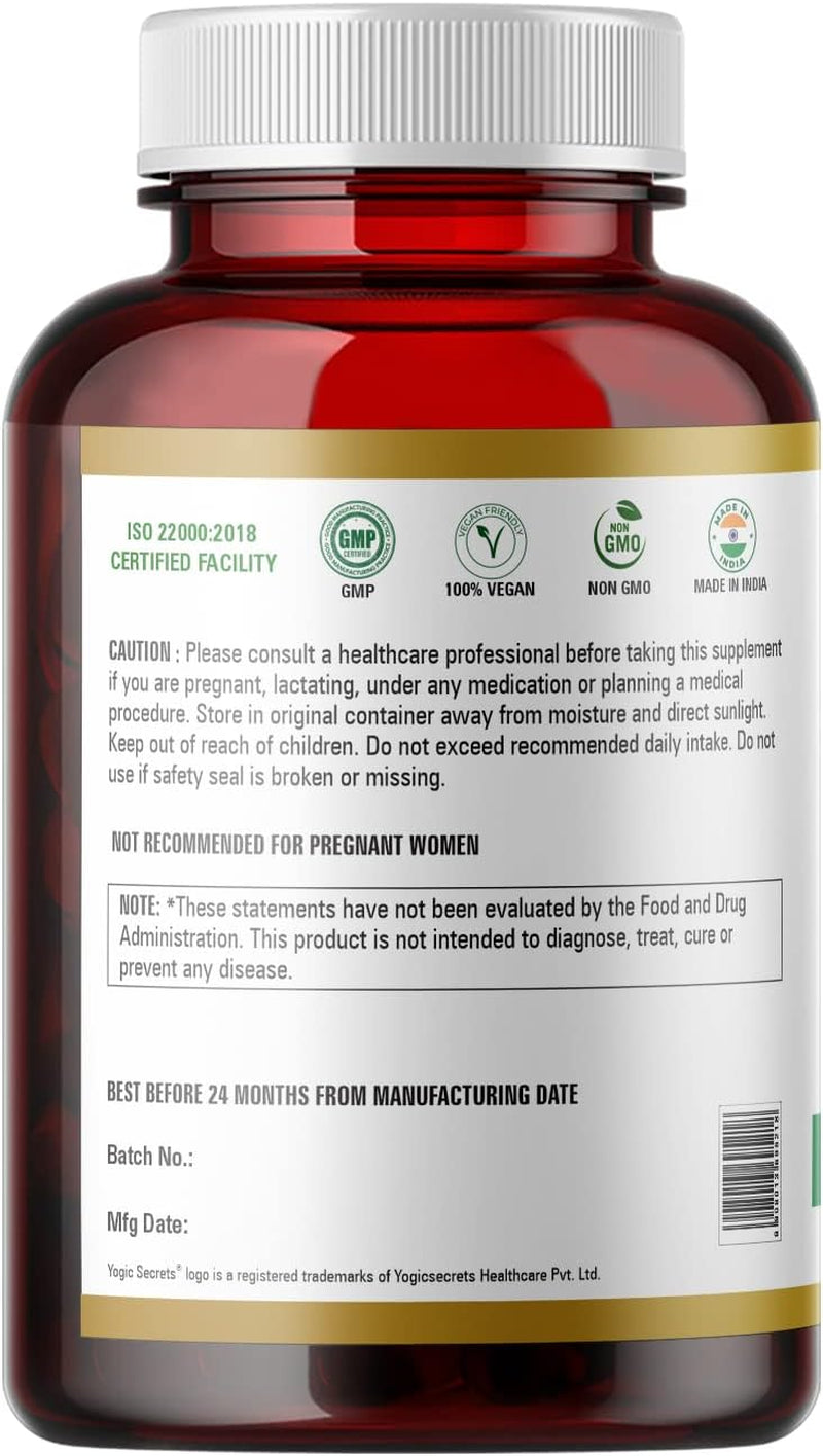 Yogic Secrets Ayurgut Clinically Proven Patented Formula for Digestive Health and Gut Health , 400Mg, Vegan Formulation - 60 Ct