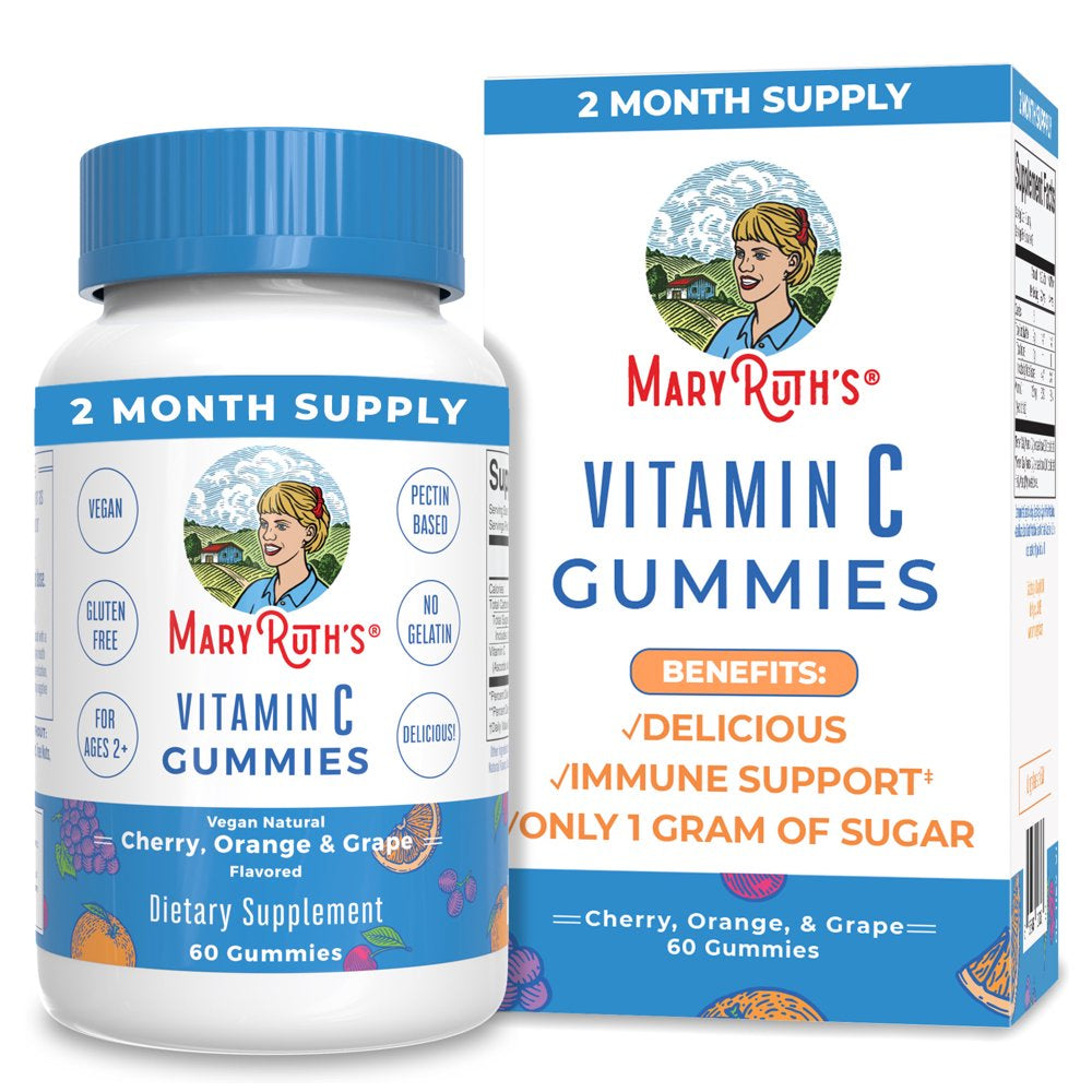 Vegan Vitamin C Gummies by Maryruth'S | 2 Month Supply | Great Tasting Plant-Based Formula Supports Immune Function & Overall Health for Adults & Kids | Non-Gmo with 125 Mg of Vitamin C per Gummy