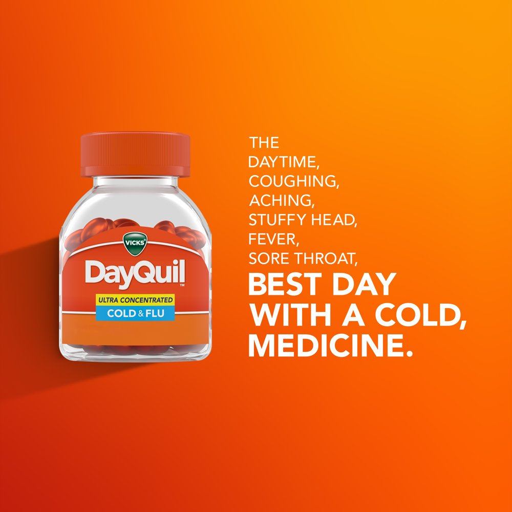 Vicks Dayquil Ultra Concentrated Liquicaps, Over-The-Counter Medicine for Cold, Cough & Flu, 48 Ct