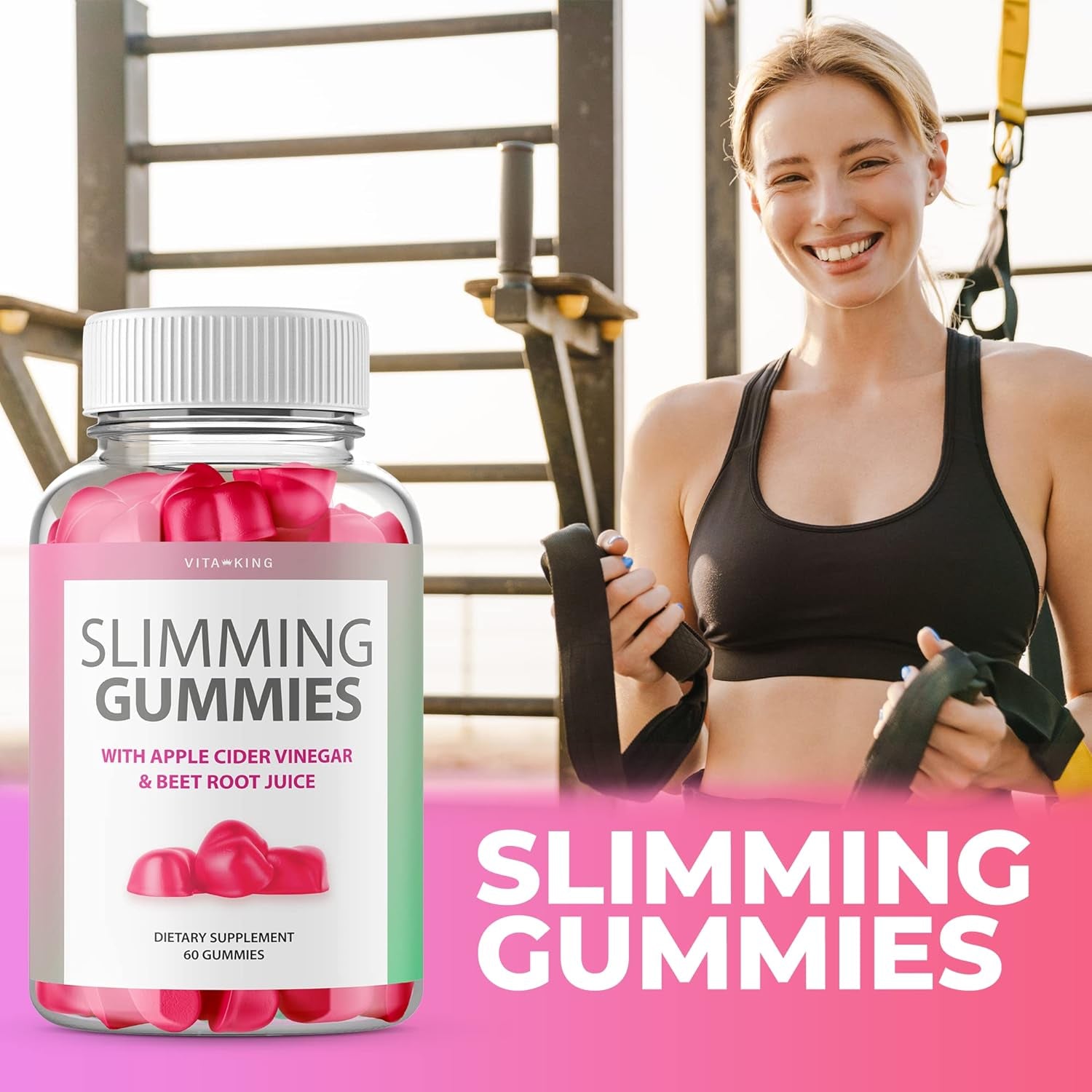 (Official) Slimming Gummies with Apple Cider Vinegar It Works for ACV - Gut Health - Detox Tummy Cleanse - Proven Ingredients, Beet Root, Pomegranate (60 Gummies)