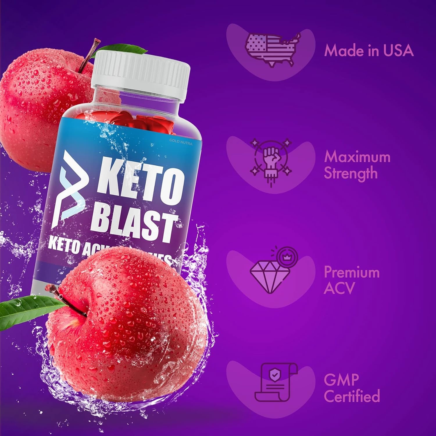 (1 Pack) Keto Blast Gummies, Maximum Strength, Original Keto Blast Gummy, Advanced Formula, 30 Day Supply