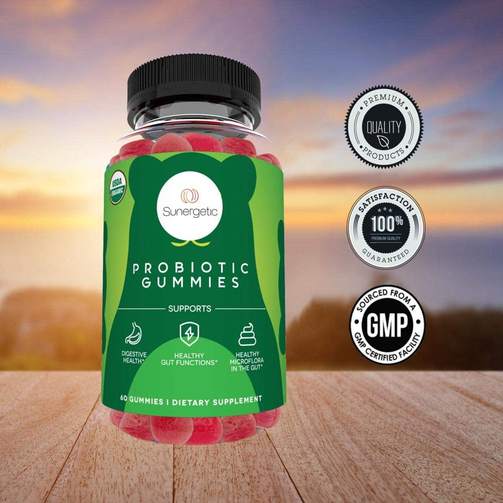 Certified Organic Probiotic Gummies - Daily Probiotic Gummies to Help Support Digestion, Gut Health & Immune System - 5 Billion CFU - 60 Strawberry Flavored Probiotic Gummies