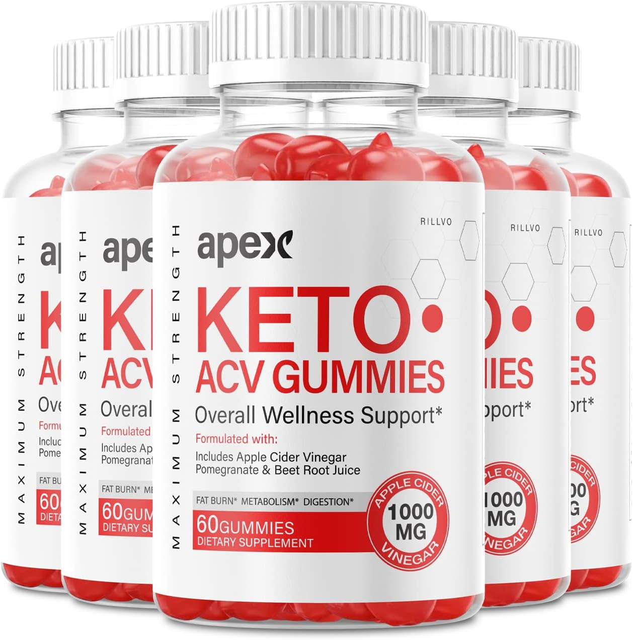 (5 Pack) Apex Keto ACV Gummies Apex Keto Advanced Formula Overall Wellness Support (300 Gummies)