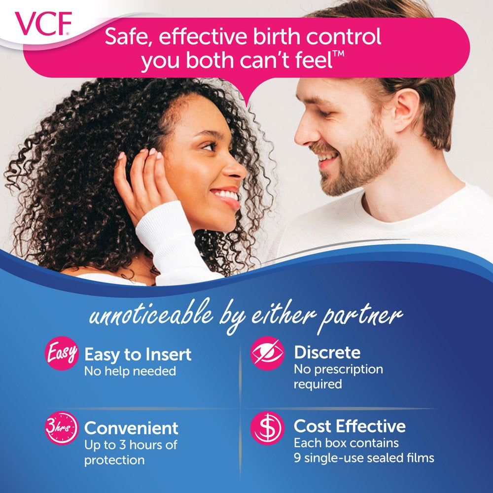 VCF Vaginal Contraceptive Spermicide Film, 9 Ct