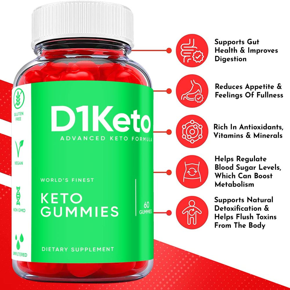 (5 Pack) D1 Keto ACV Gummies - Supplement for Weight Loss - Energy & Focus Boosting Dietary Supplements for Weight Management & Metabolism - Fat Burn - 300 Gummies