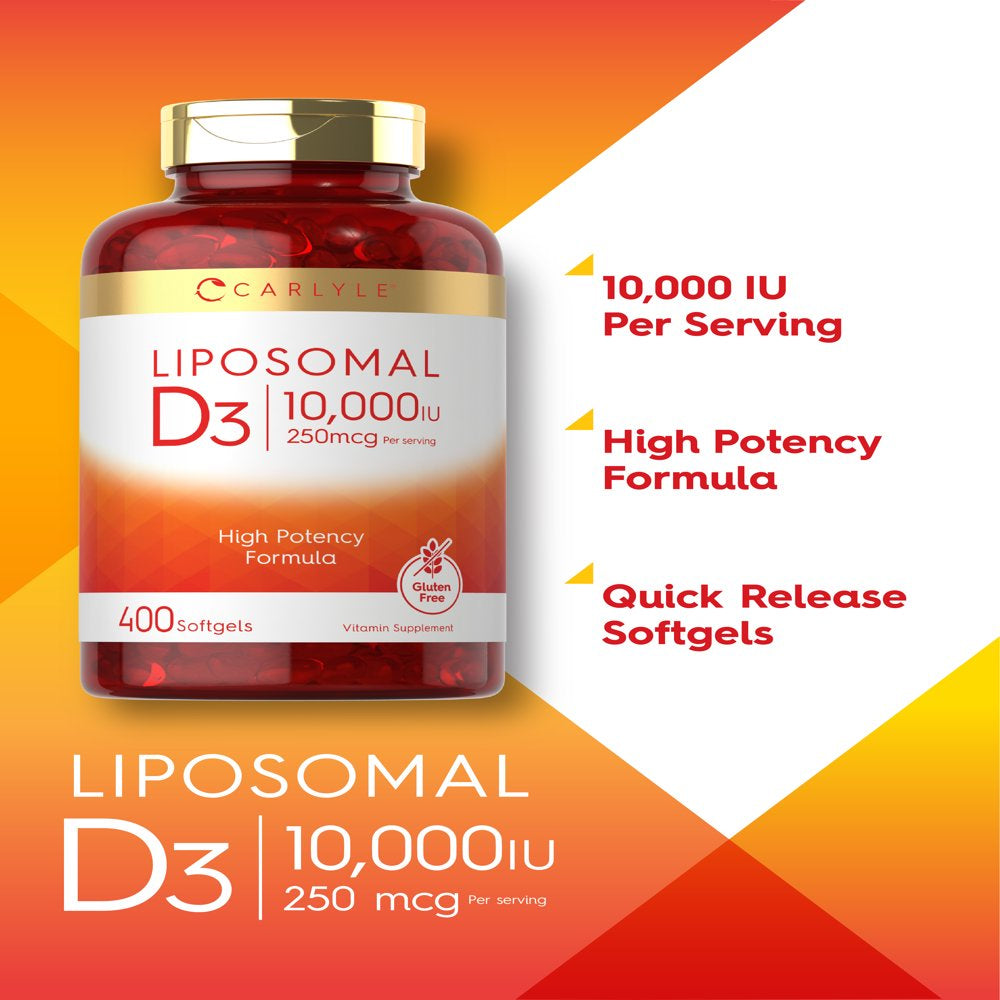 Liposomal Vitamin D3 | 10,000Iu | 400 Softgels | High Potency | by Carlyle