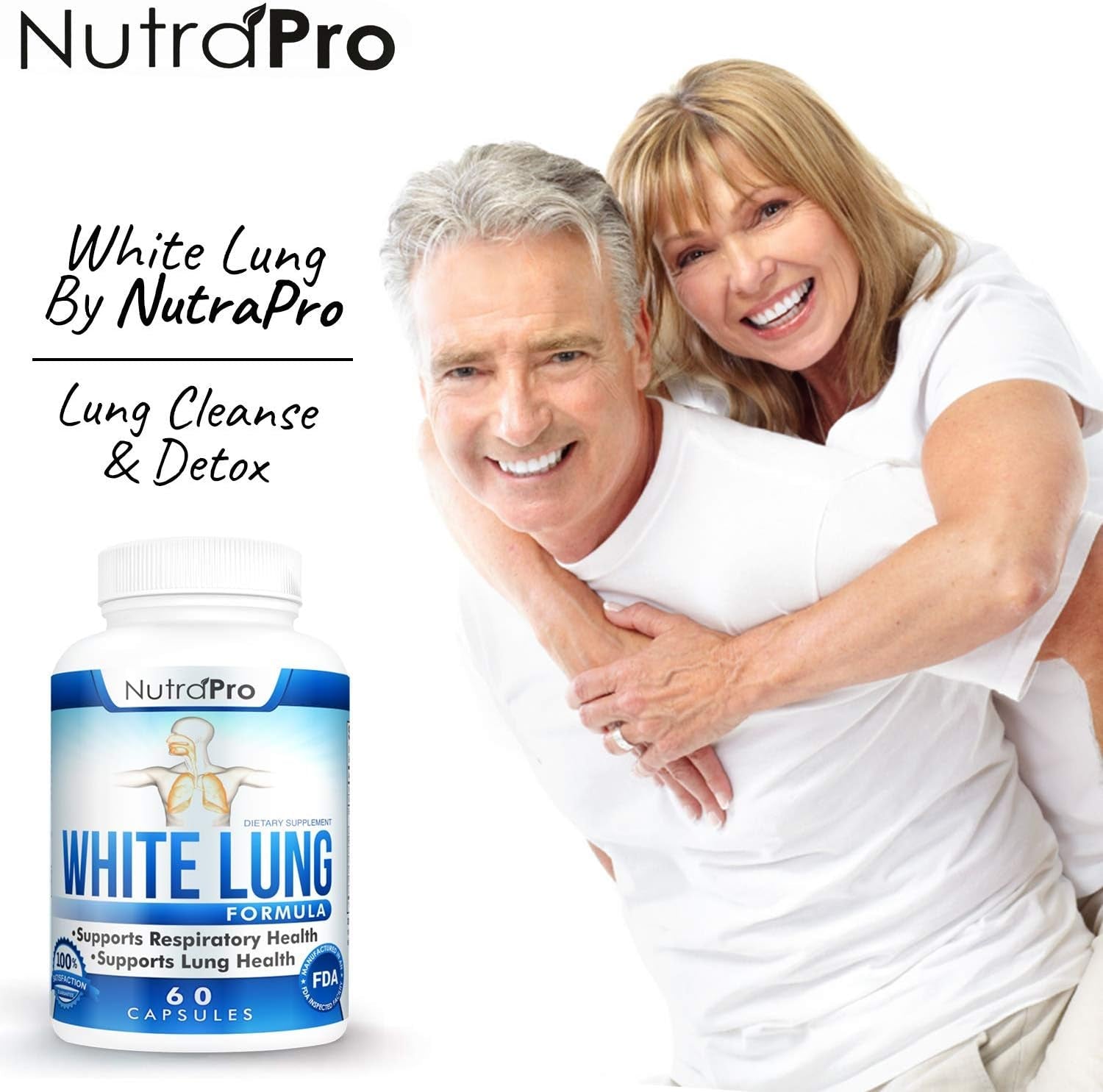 Nutrapro White Lung Lung Cleanse & Detox.Support Lung Health. Supports Respiratory Health. 60 Capsule - Made in GMP Certified Facility.
