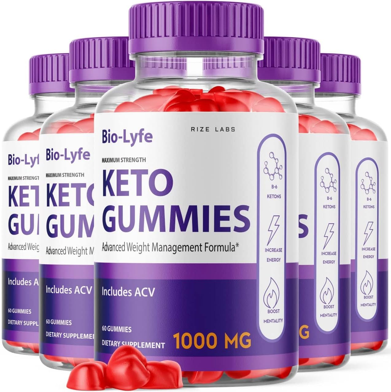 (5 Pack) Biolyfe Keto ACV Gummies Advanced Formula Biolyfe Apple Cider Vinegar Maximum Strength (300 Gummies)