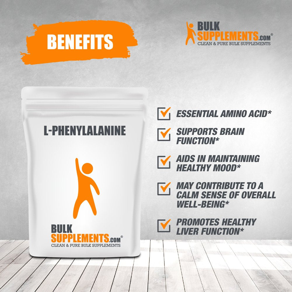 Bulksupplements.Com L-Phenylalanine Powder - Brain Supplements for Memory and Focus - Mood Boosting Supplement - DLPA Supplements (1 Kilogram)