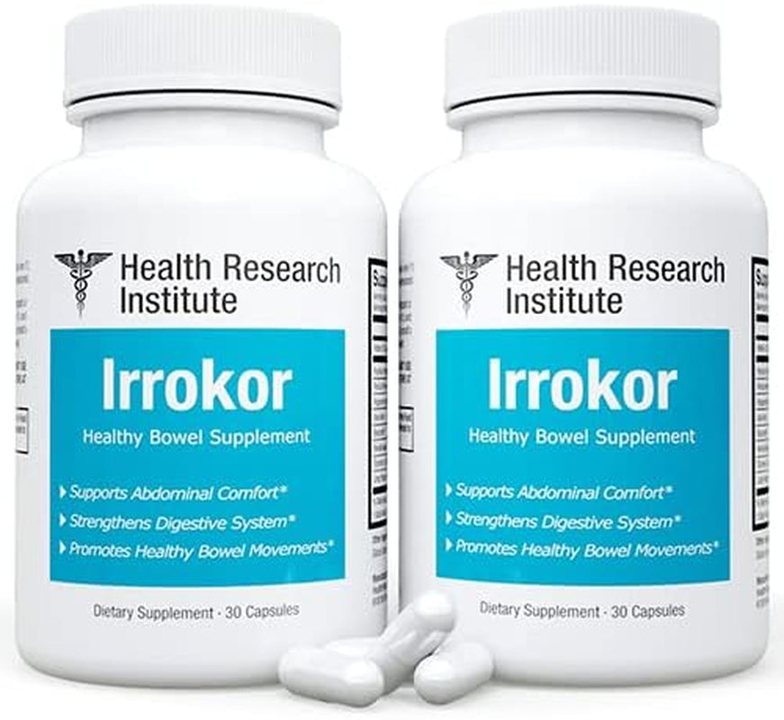 (2 Pack) Irrokor Healthy Bowel Support-Health Research Institute-60 Capsules-Improved Formula-Official Irrokor