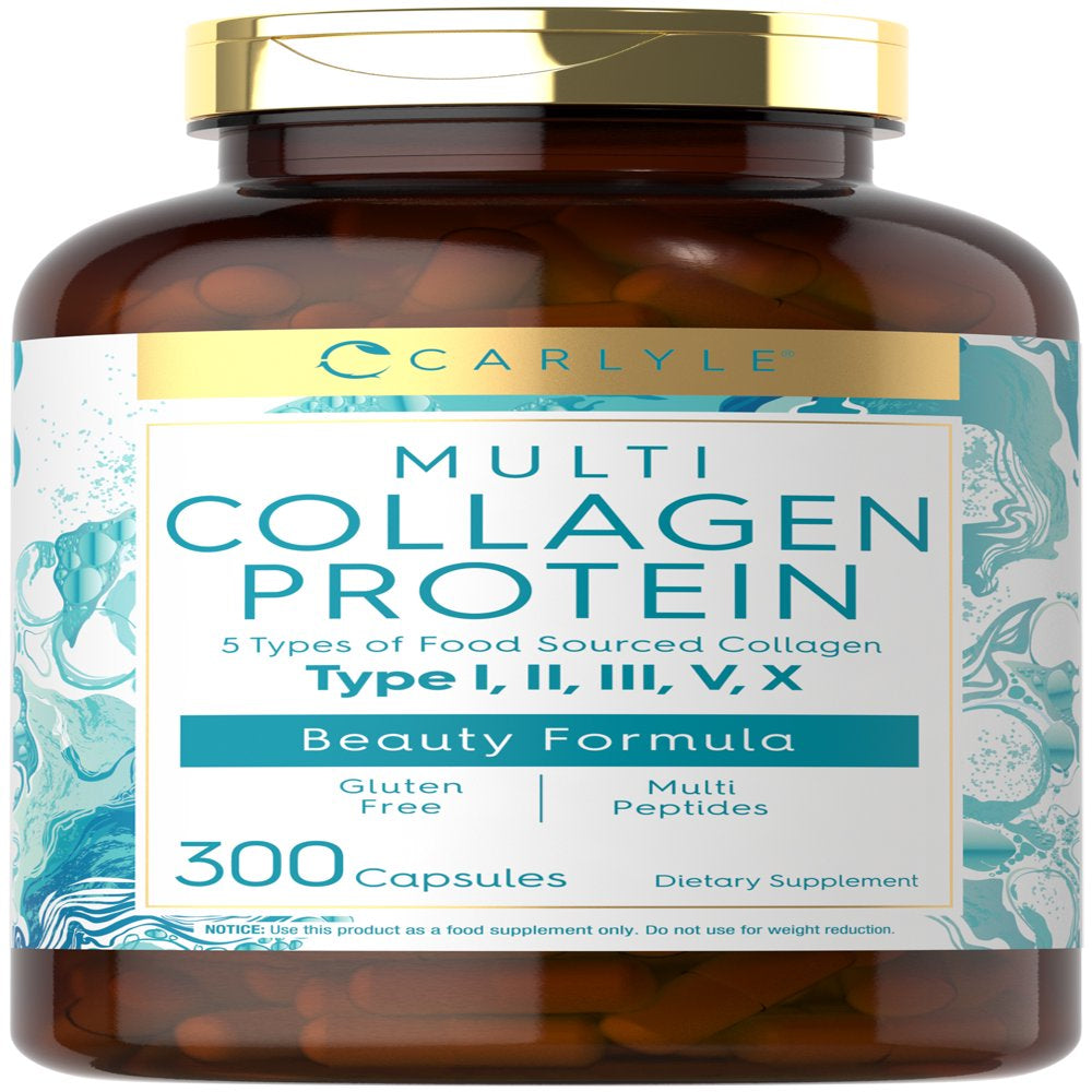 Multi Collagen Protein 2000Mg | 300 Capsules | Type 1, 2, 3, 5, 10 | by Carlyle