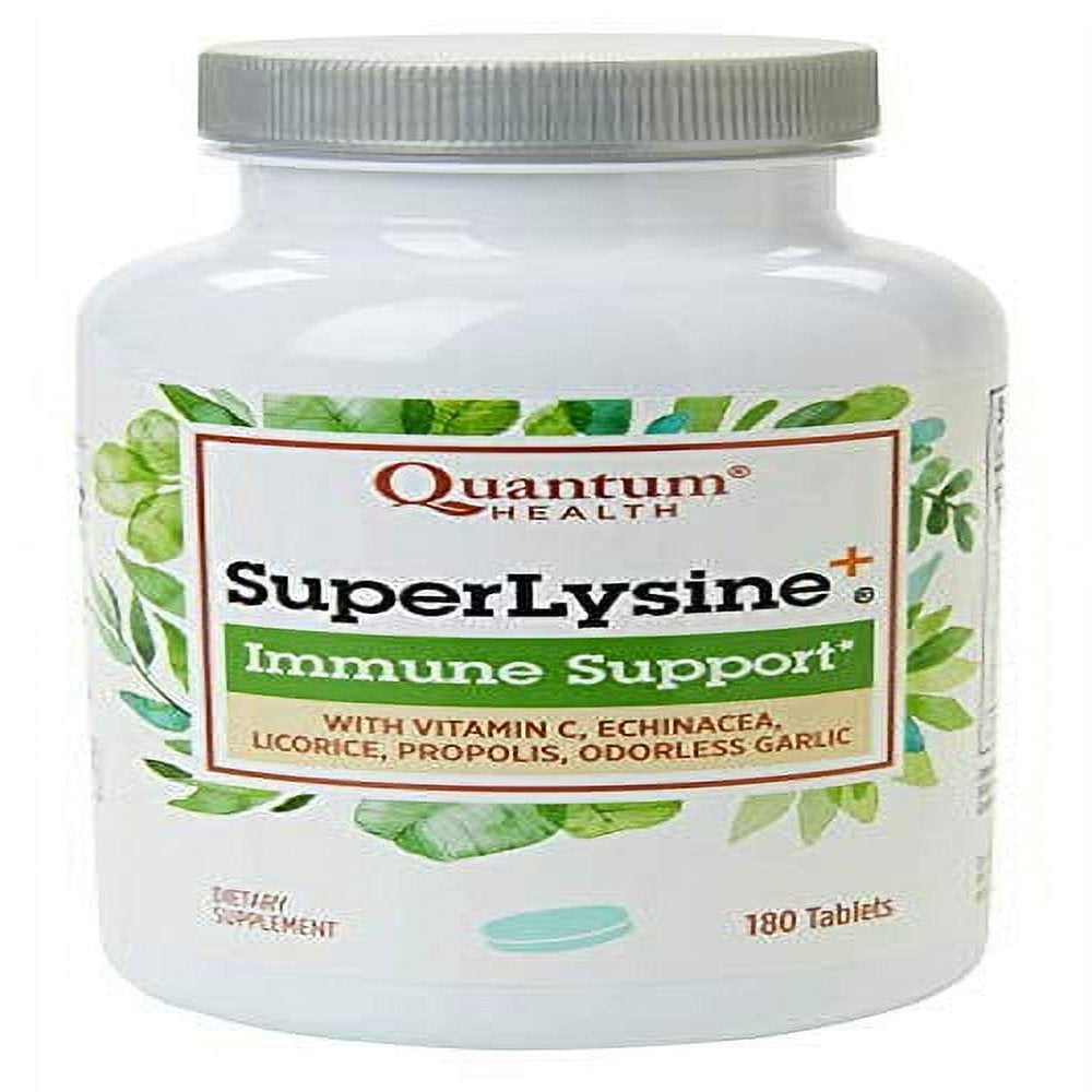 Quantum Health Super Lysine+ / Advanced Formula Lysine+ Immune Support with Vitamin C, Echinacea, Licorice, Propolis, Odorless Garlic (180 Tablets), Packaging May Vary