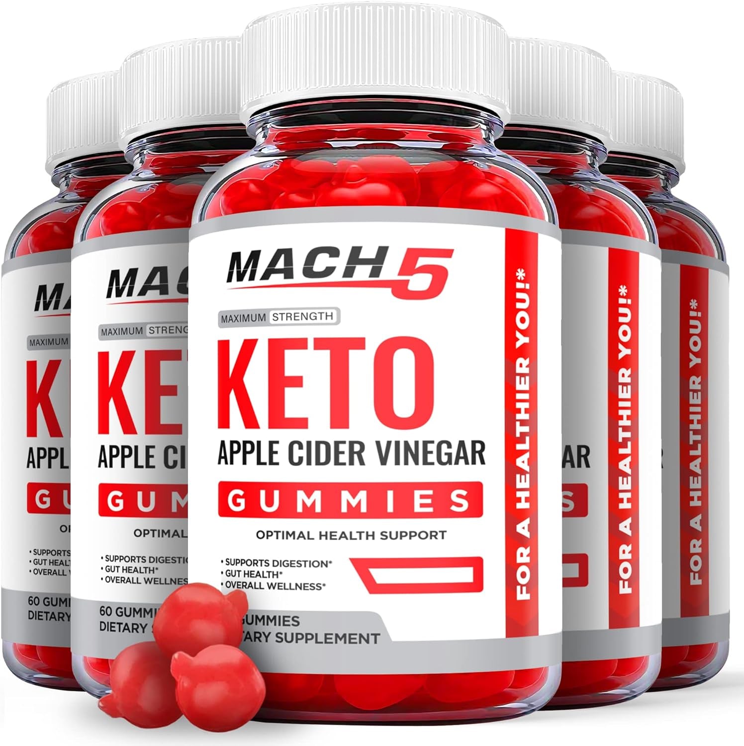 (5 Pack) Mach 5 Keto ACV Gummies - Mach5 Keto Gummies with Apple Cider Vinegar, Mach 5 Keto Gummies with ACV for Ketosis - Vegan, Non GMO - Advanced Formula Ketogenic (300 Gummies)