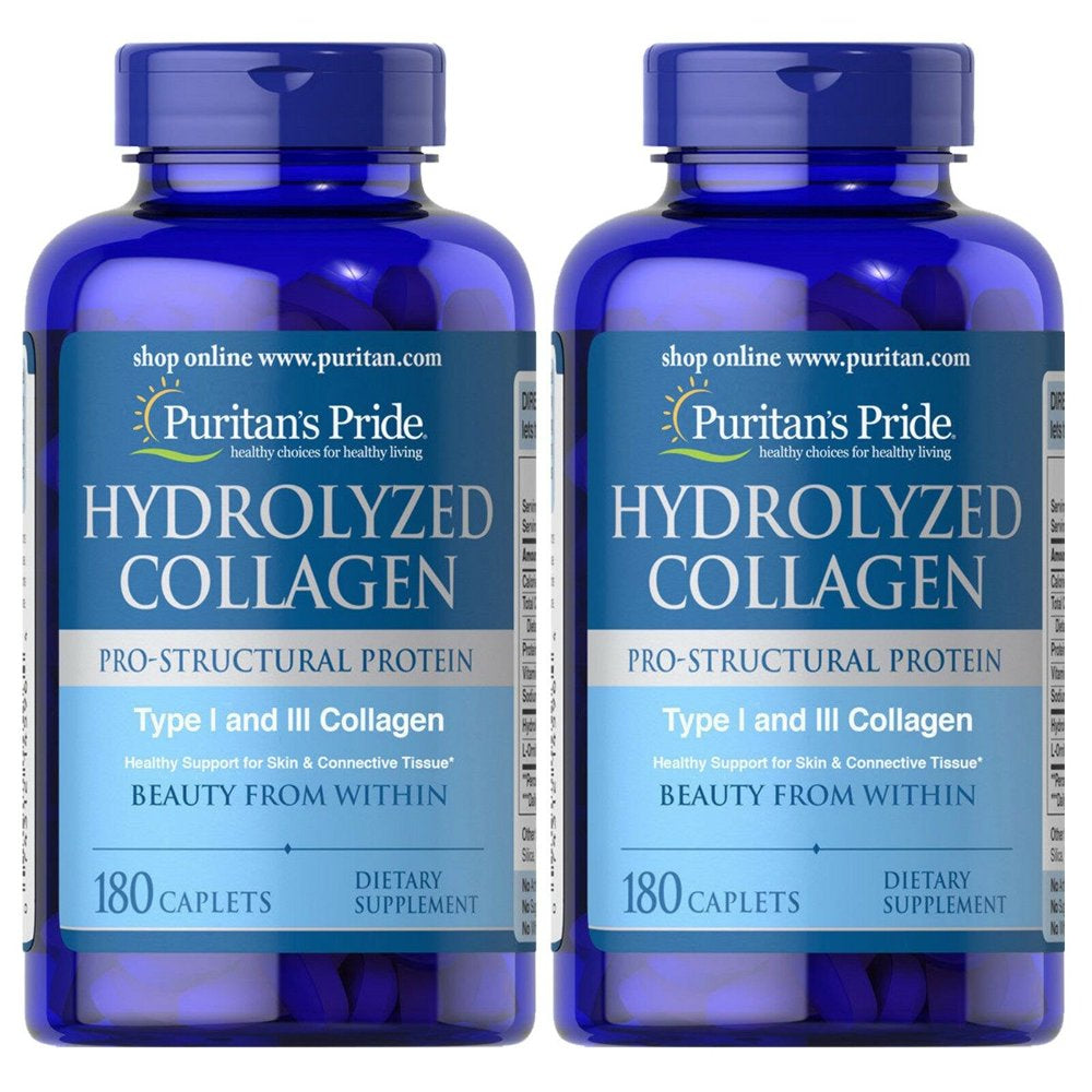 Puritan'S Pride Hydrolyzed Collagen 1000 Mg - 180 Caplets Protein Supplement (2 PACK)