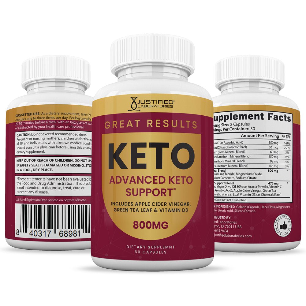 (10 Pack) Justified Laboratories Great Results Keto ACV Pills 1275Mg Dietary Supplement 600 Capsules