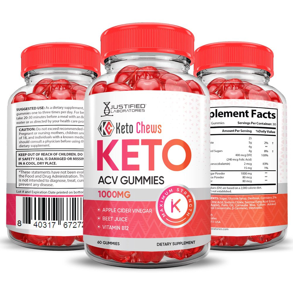 (5 Pack) Keto Chews ACV Gummies 1000MG Dietary Supplement 300 Gummys