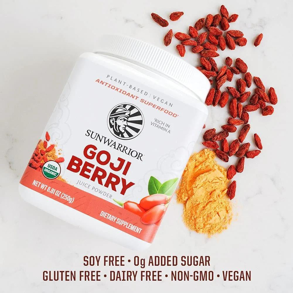 Sunwarrior Organic Goji Berry Supplement | Plant Based Superfood Powder with Vitamin A, 250G