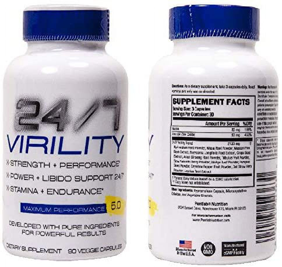 24/7 Virility Stamina & Enlargement Booster for Men - Increase Size, Strength, Stamina - Energy, Mood, Endurance Boost - All Natural Once Daily Supplement for Men - Made in USA