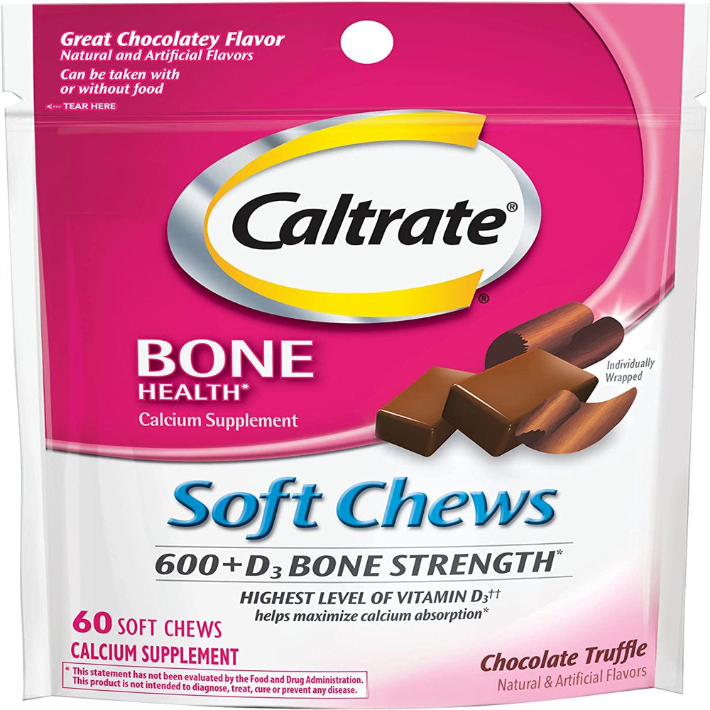 Caltrate Calcium & Vitamin D Soft Chews Chocolate Truffle 60 Each (Pack of 6)