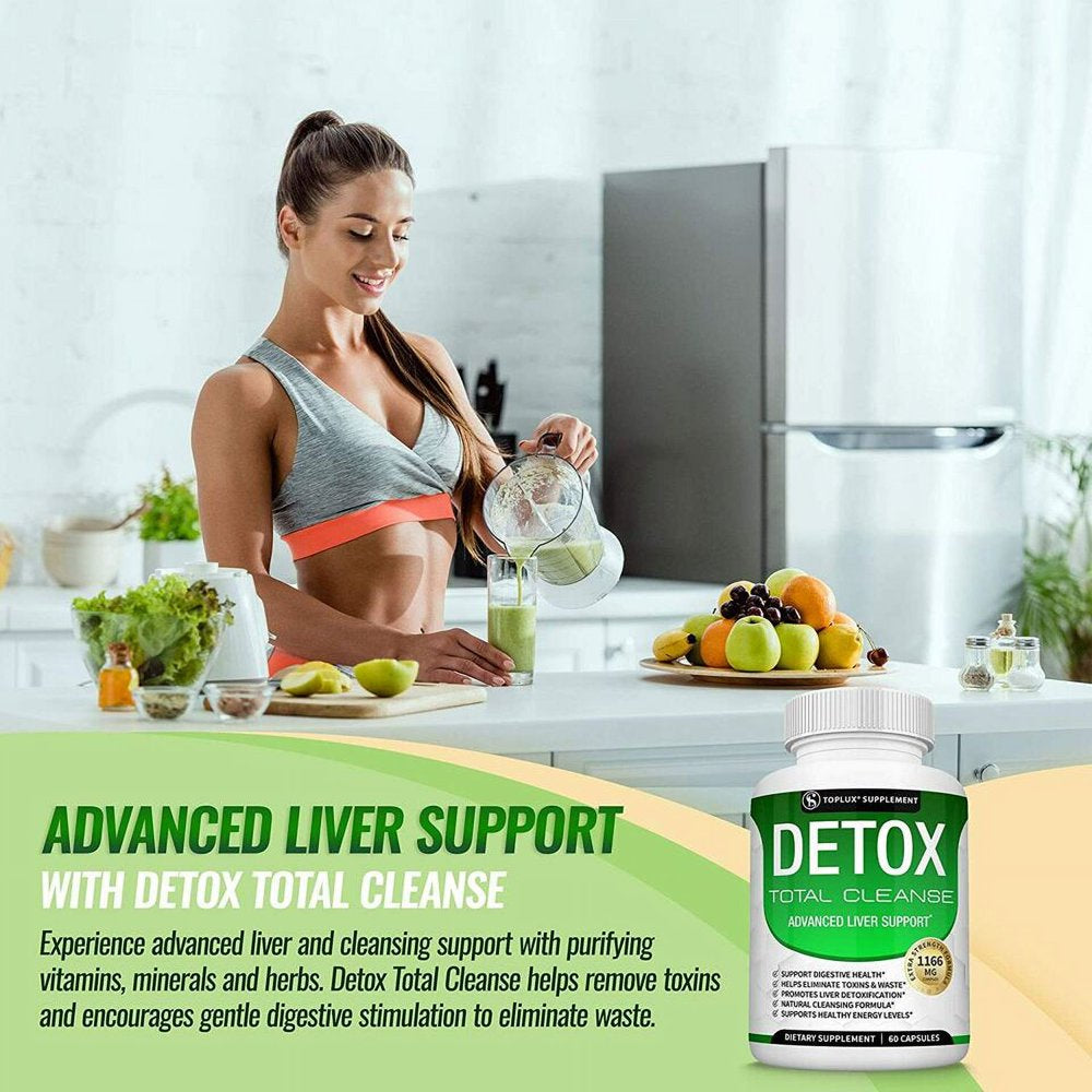 Liver Cleanse Detox Colon & Repair Formula +22 Herbs Support 5 Days Fast-Acting - 60 Capsules