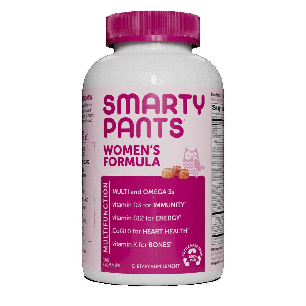 Smartypants Women'S Formula Gummy Vitamins: Gluten Free, Multivitamin, Coq10, Folate (Methylfolate), Vitamin K2, Vitamin D3, Biotin, Methyl B12, Omega 3 DHA/EPA Fish Oil, 180 Count (30 Day Supply)
