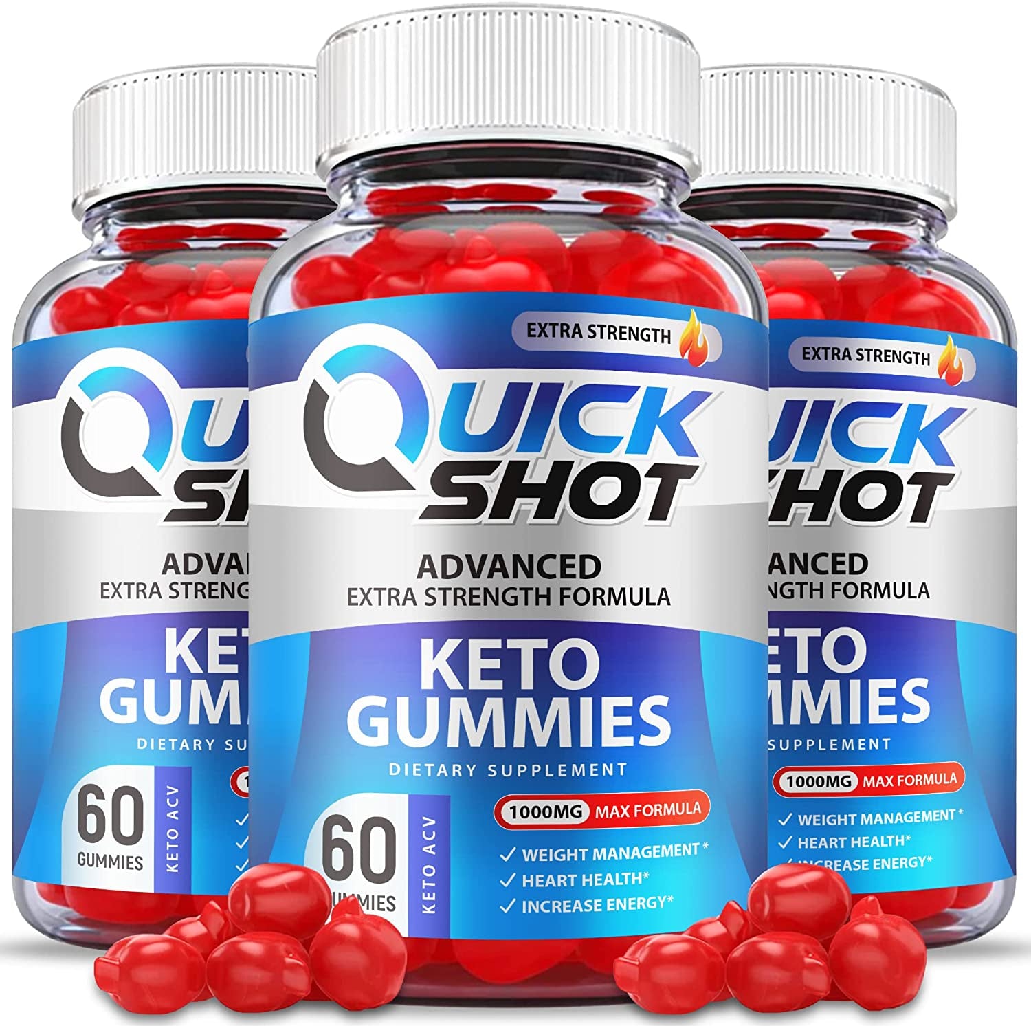 (3 Pack) Quick Shot Keto Gummies, Quickshot Keto Gummies, Official Formula 1000Mg Vegan, Non Gmo, Quick Shot Keto ACV Gummies, Quick Shot ACV Keto Gummies with Apple Cider Vinegar, B12 (180 Gummies)