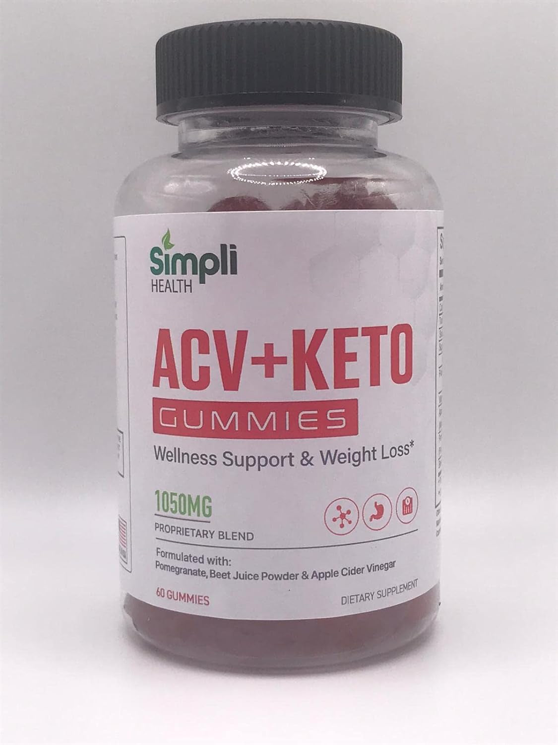 Keto BHB Real (1 Pack) Simpli ACV plus Keto Gummies, 60 Count, 60 Count (Pack of 1)