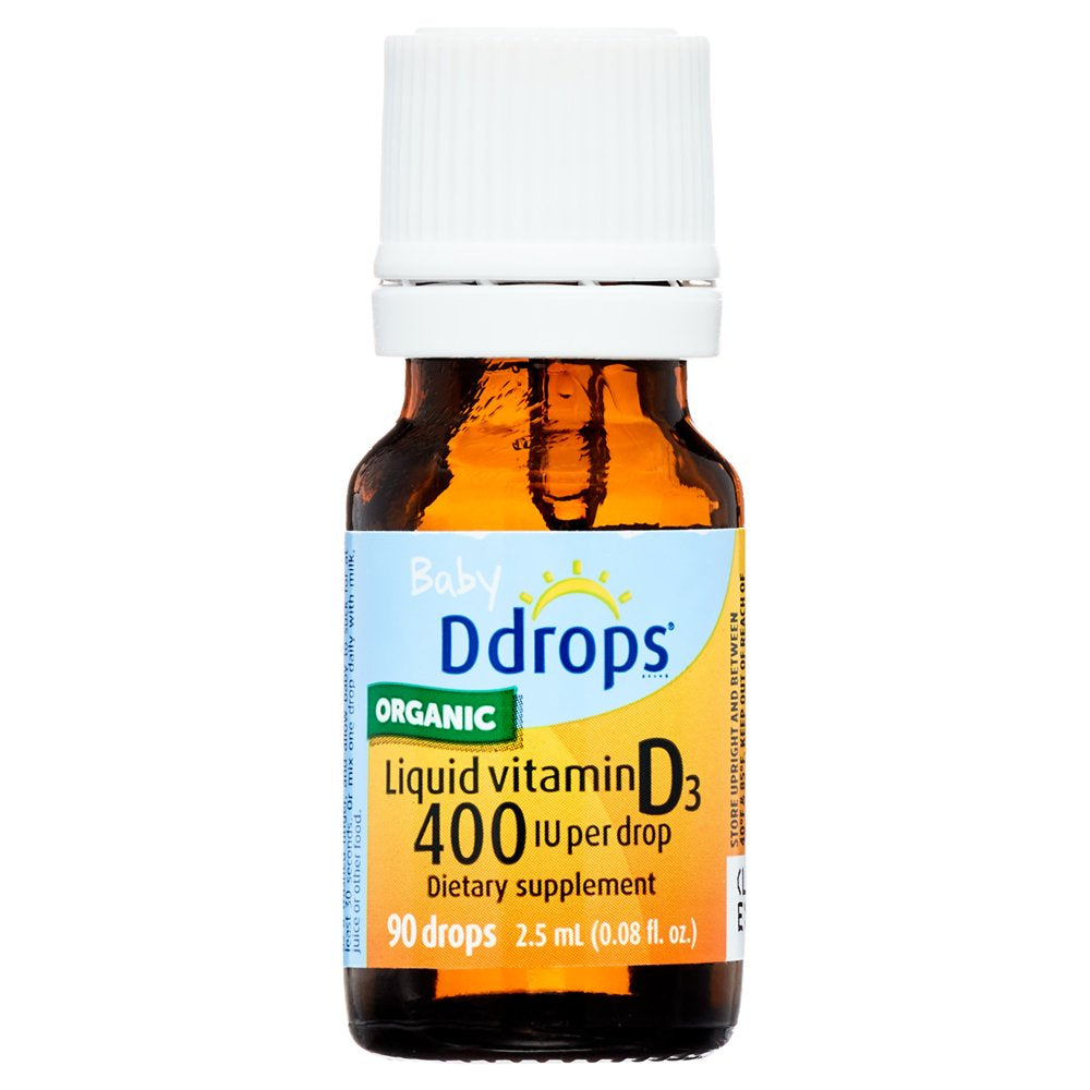 Baby Ddrops Liquid Organic Vitamin D3 Drops, 400 IU per Drop, 90 Drops, 0.08 Fl Oz