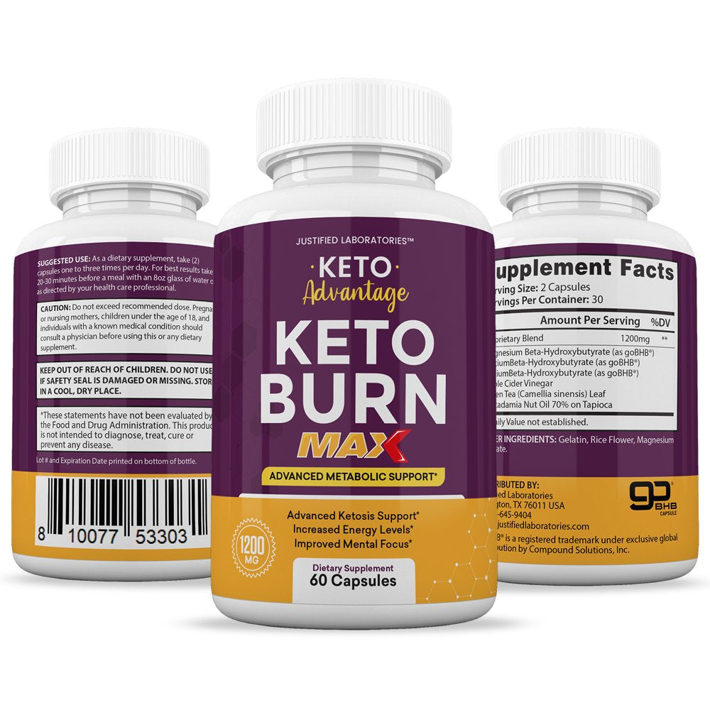 (2 Pack) Keto Advantage Keto Burn Max 1200MG Includes Gobhb 120 Capsules