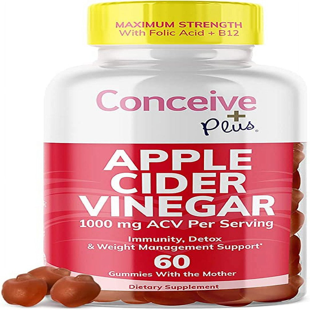 CONCEIVE plus Apple Cider Vinegar Gummies - Potent ACV Gummies with the Mother - Delicious Apple Vinegar Gummy for Immunity, Digestive Health, Energy Boost - Vegan, Non-Gmo, Gluten-Free - 60 Count