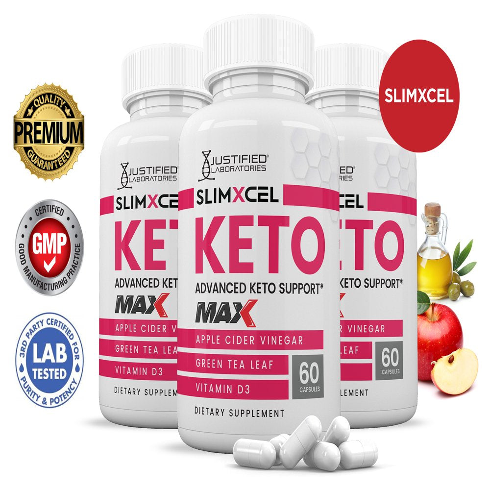 (3 Pack) Slimxcel Keto ACV MAX Pills 1675Mg Alternative to Gummies Dietary Supplement 180 Capsules