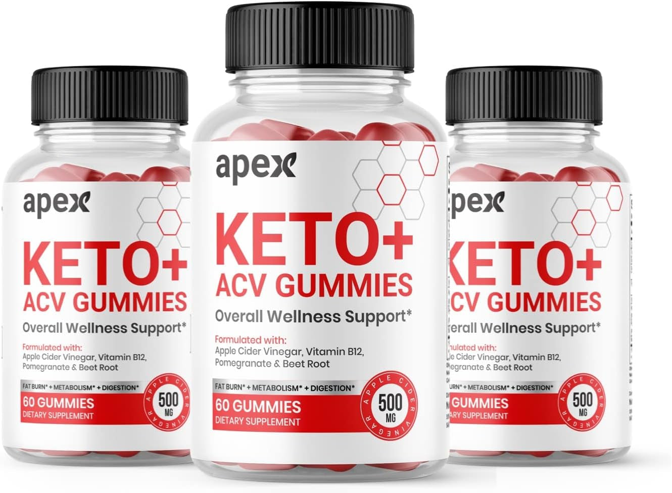 Lomilan Apex Keto Gummies, Apex Keto ACV Gummies, 180 Count (Pack of 3)