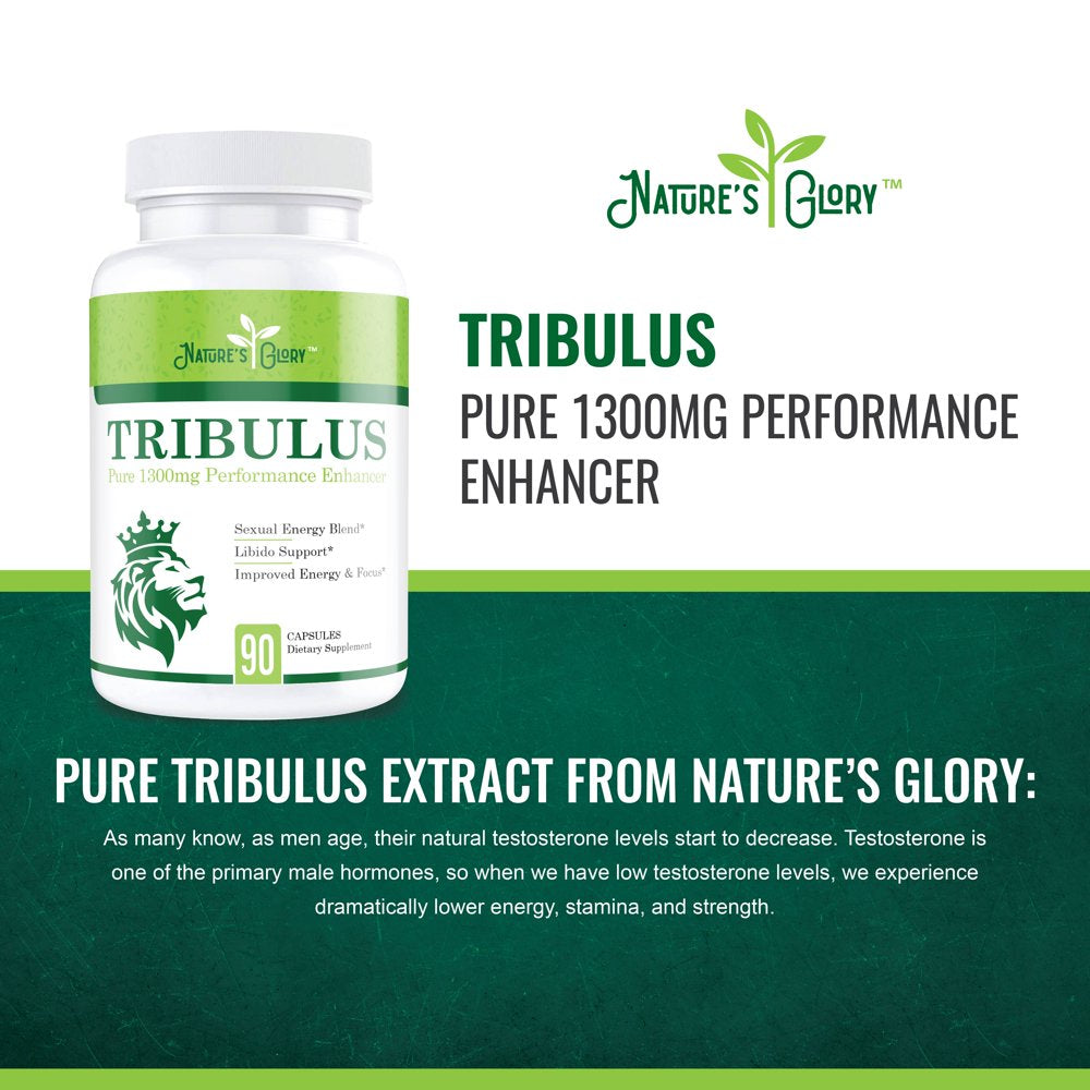 Tribulus Extract Capsules for Men Muscle Growth - Enhances Stamina & Improves Vitality - Testosterone Booster Dietary Supplement - Tribulus 1300Mg - 270 Capsules