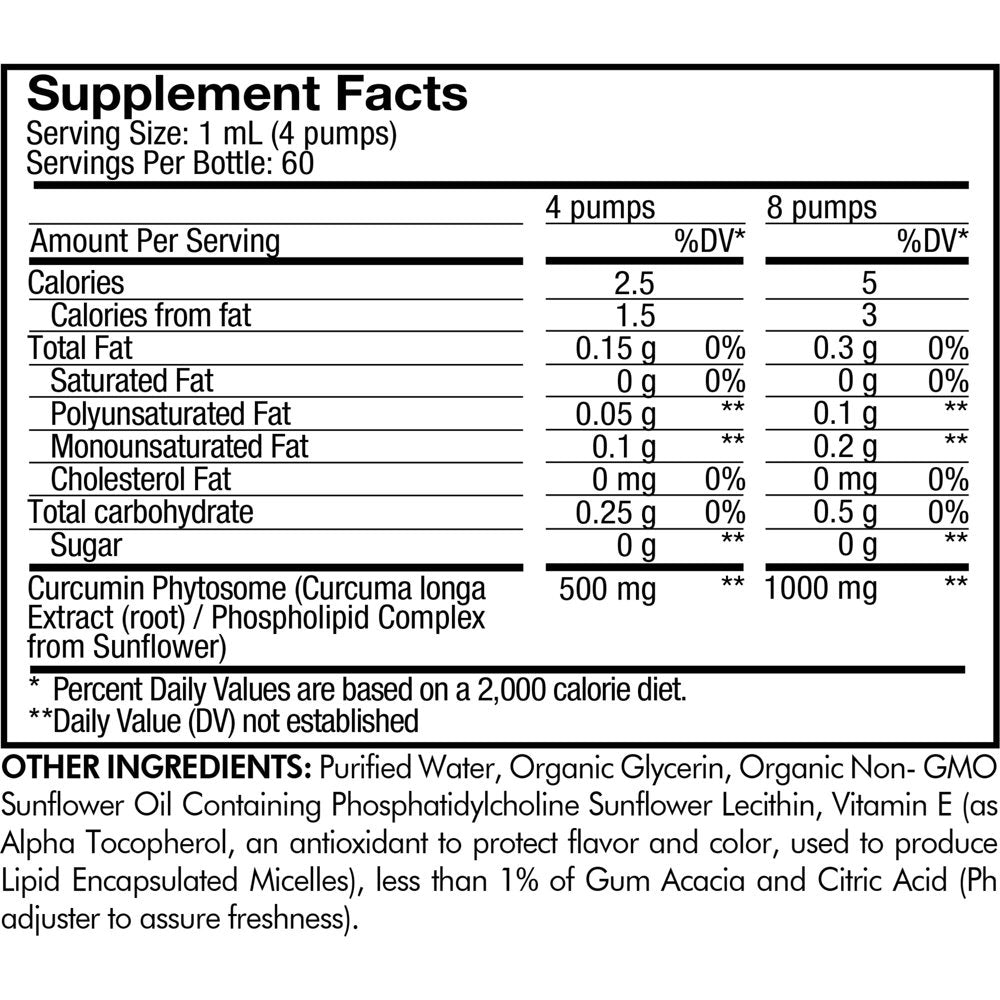 Codeage Nanofood Liposomal Curcumin Phytosome Liquid Supplement, Vegan Turmeric Curcuma Longa Drops, 2 Fl Oz