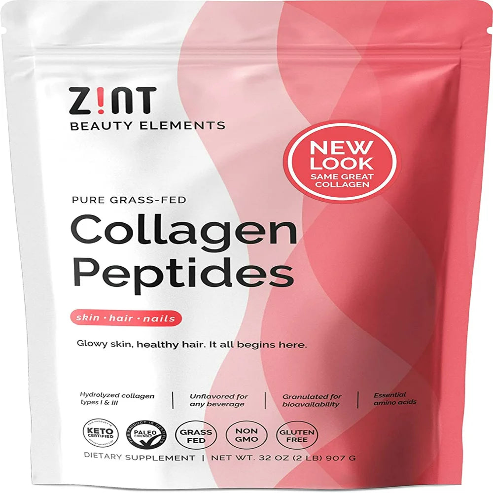 Zint Paleo-Friendly Grass-Fed Beef Collagen (Types 1 & 3) Powder, 32 Oz.