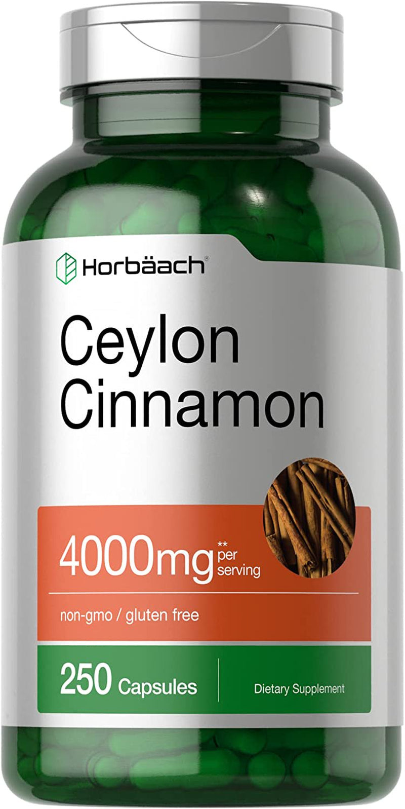 Ceylon Cinnamon 4000Mg | 250 Capsules | High Potency | by Horbaach