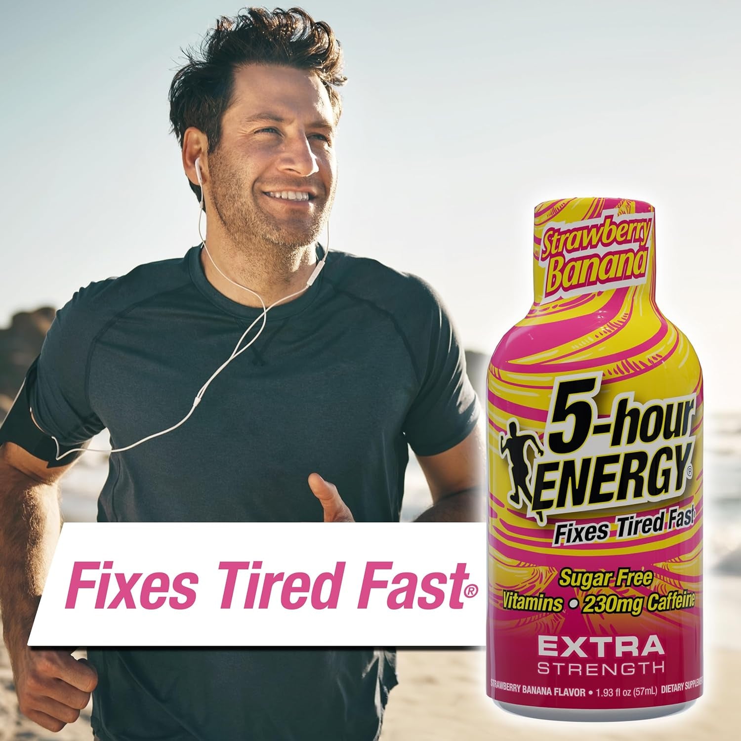 5-Hour ENERGY Extra Strength Energy Shot | Strawberry Banana Flavor| 1.93 Oz. | 24 Count | Sugar-Free & Zero Calories | B-Vitamins & Amino Acids | 230Mg Caffeinated Energy Shot | Dietary Supplement