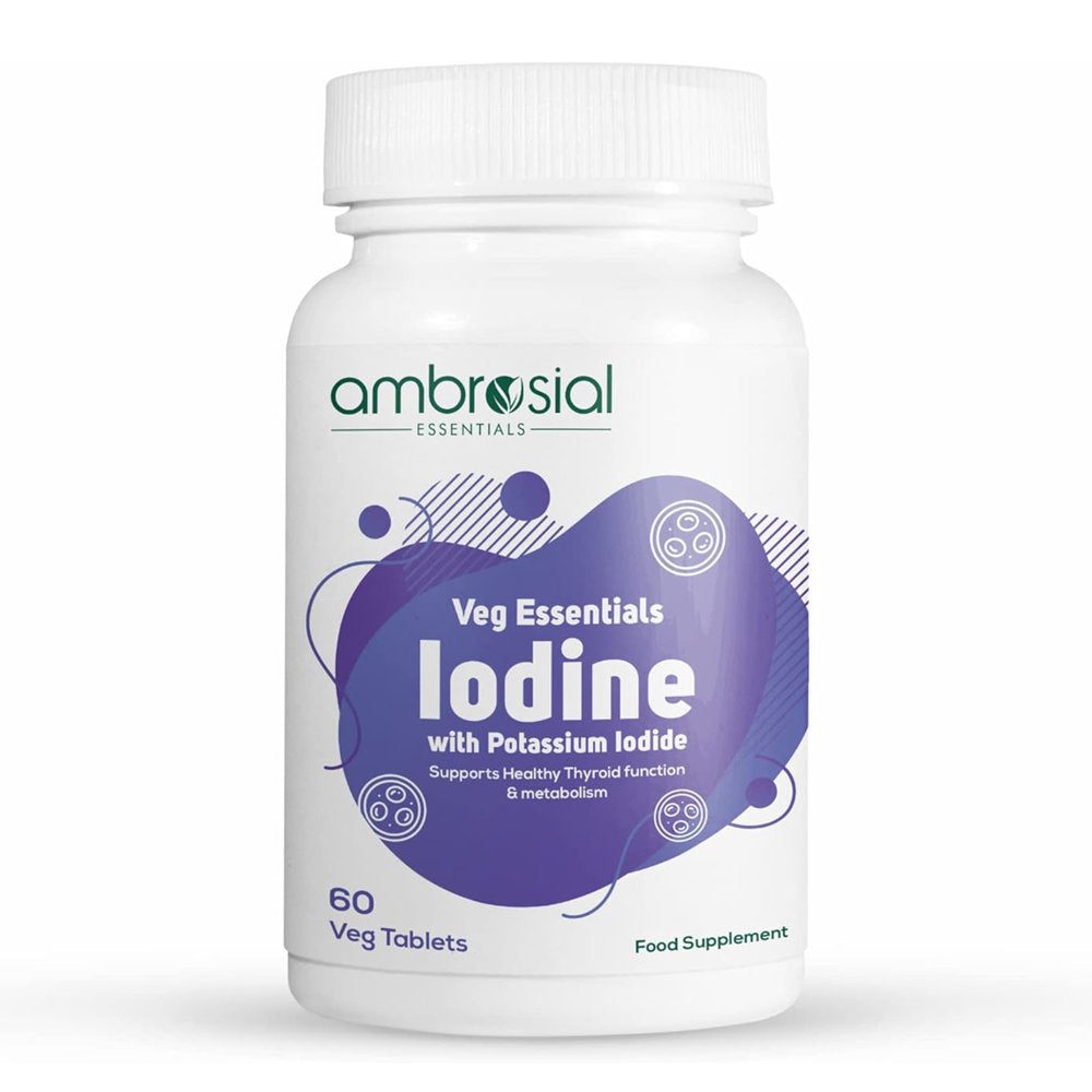 Ambrosial Iodine 5000 Mcg with 7500 Mcg Potassium Iodide| High Strength Iodine Tablets (Pack of 1-60 Tablets)