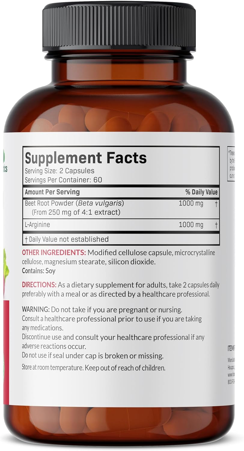 Futurebiotics Beet Root + L-Arginine 2000 MG, Non-Gmo, 120 Vegetarian Capsules