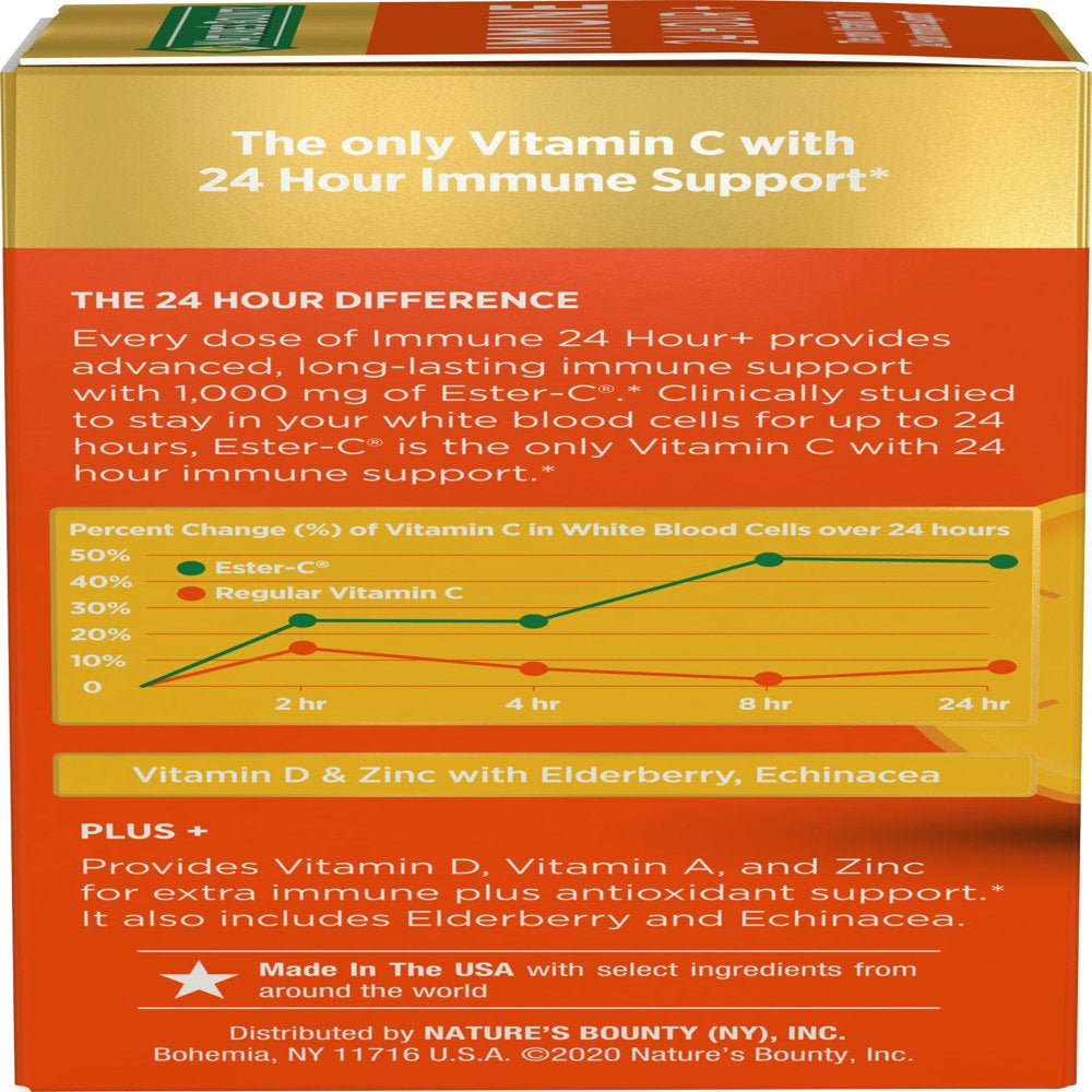 Nature'S Bounty Immune 24 Vitamin C, D & Zinc for Immune Support, 1000 Mg Softgels, 50 Count